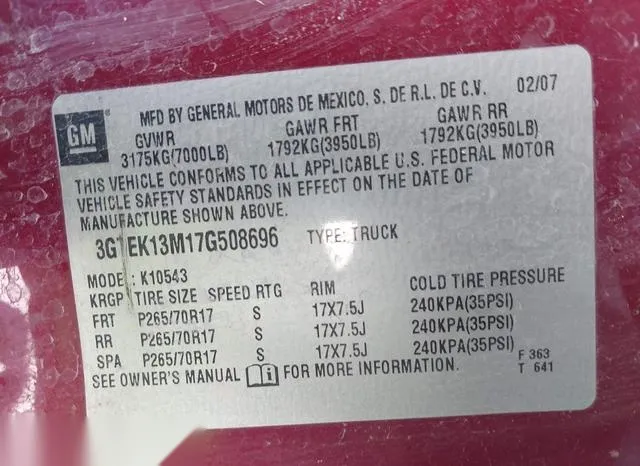 3GTEK13M17G508696 2007 2007 GMC Sierra- 1500 Sle1 9