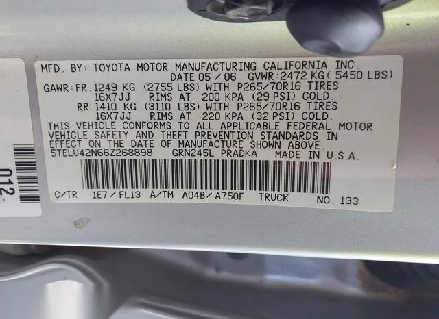 5TELU42N66Z268898 2006 2006 Toyota Tacoma- Double Cab 9