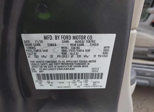 1FMCU9D7XBKA86420 2011 2011 Ford Escape- Xlt 9