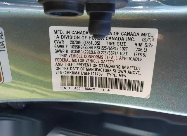 2HKRM4H76EH721759 2014 2014 Honda CR-V- Ex-L 9