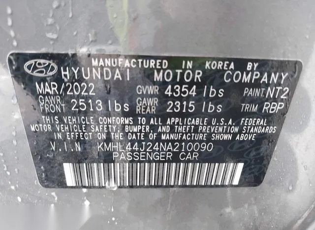 KMHL44J24NA210090 2022 2022 Hyundai Sonata- Sel Plus 9