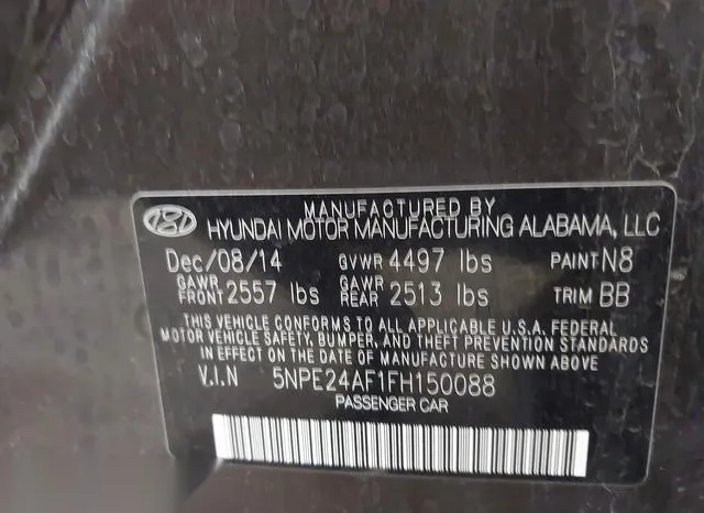 5NPE24AF1FH150088 2015 2015 Hyundai Sonata- SE 9