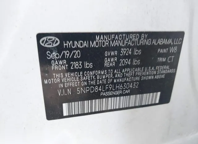 5NPD84LF9LH630432 2020 2020 Hyundai Elantra- Sel 9