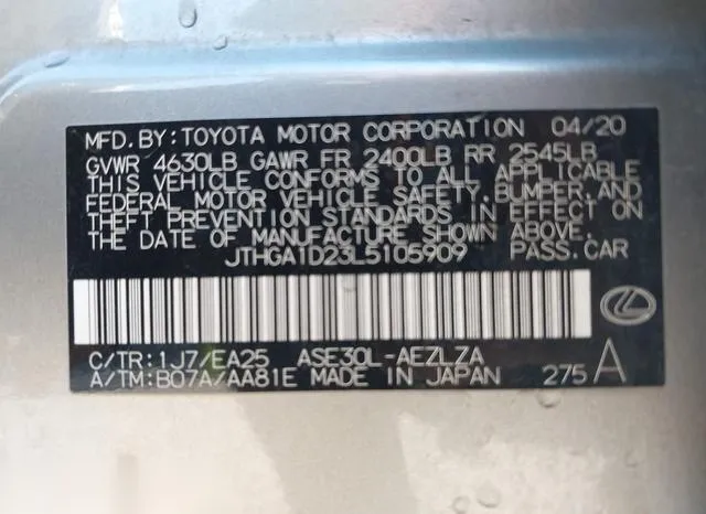 JTHGA1D23L5105909 2020 2020 Lexus IS- 300 9