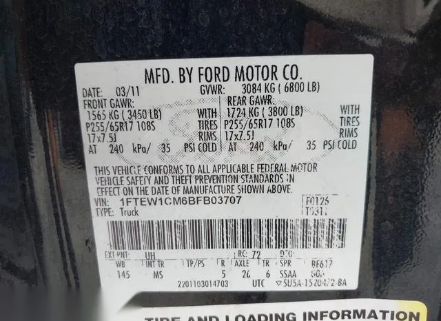 1FTEW1CM6BFB03707 2011 2011 Ford F-150- Xlt 9