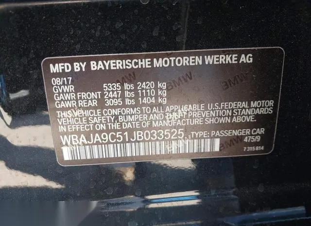 WBAJA9C51JB033525 2018 2018 BMW 5 Series- 530E Iperformance 9