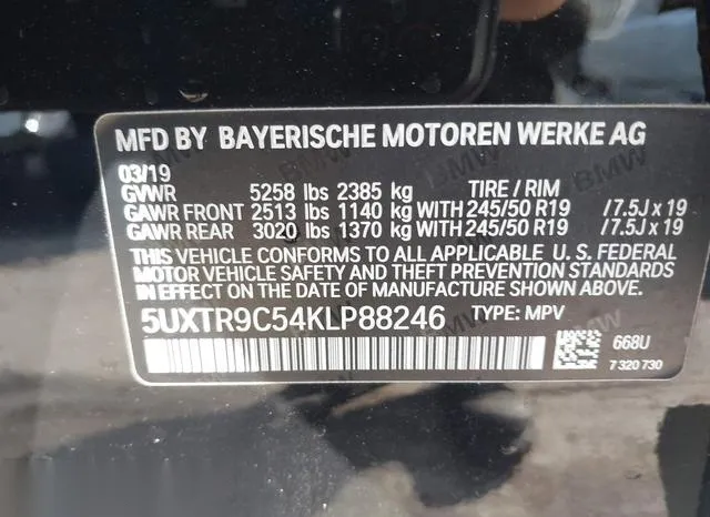 5UXTR9C54KLP88246 2019 2019 BMW X3- Xdrive30I 9