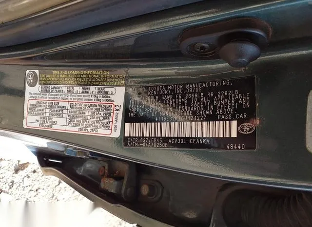 4T1BE32K76U121227 2006 2006 Toyota Camry- LE 9