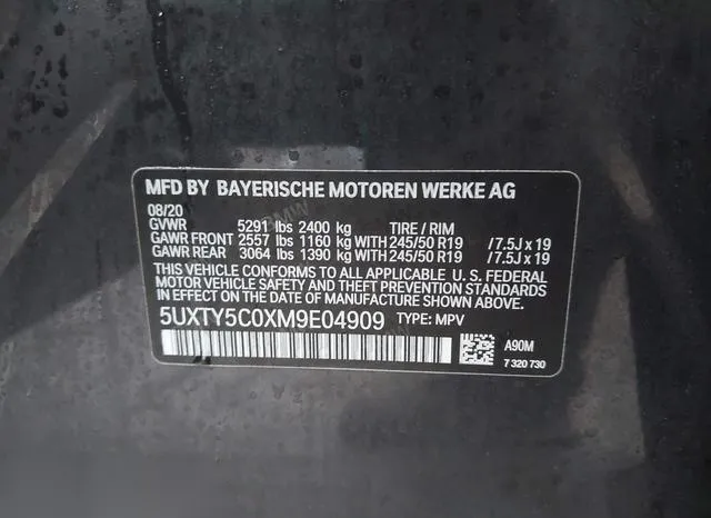 5UXTY5C0XM9E04909 2021 2021 BMW X3- Xdrive30I 9