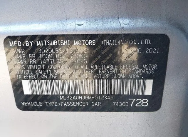 ML32AUHJ6MH012349 2021 2021 Mitsubishi Mirage- Carbonite Ed 9