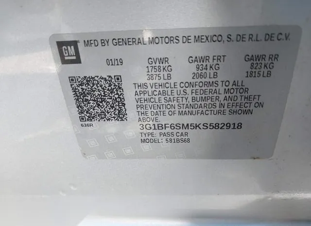 3G1BF6SM5KS582918 2019 2019 Chevrolet Cruze- Premier 9