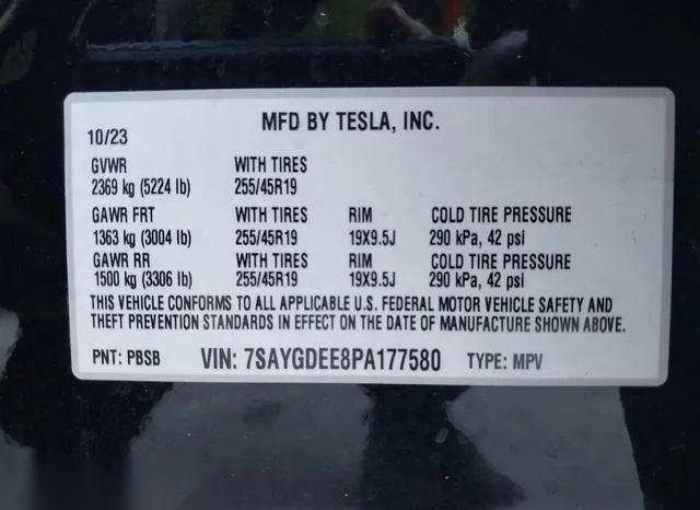 7SAYGDEE8PA177580 2023 2023 Tesla Model Y- Awd/Long Range D 9