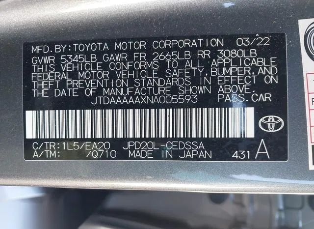 JTDAAAAAXNA005593 2022 2022 Toyota Mirai- Xle 9