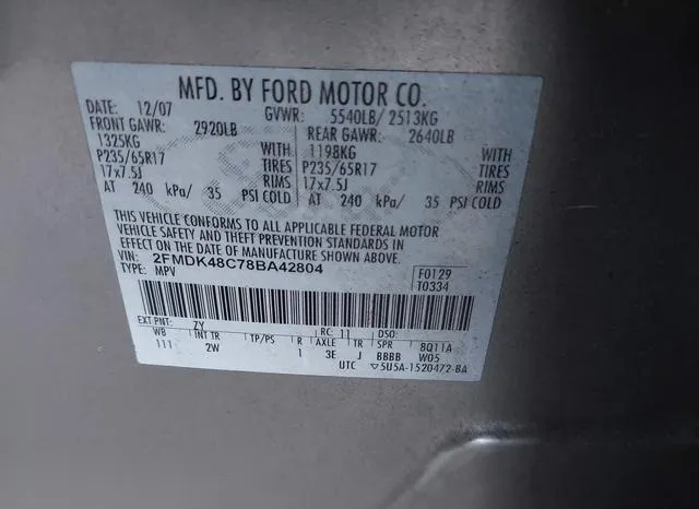 2FMDK48C78BA42804 2008 2008 Ford Edge- Sel 9