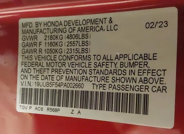 19UUB5F54PA002660 2023 2023 Acura TLX- A-Spec Package 9