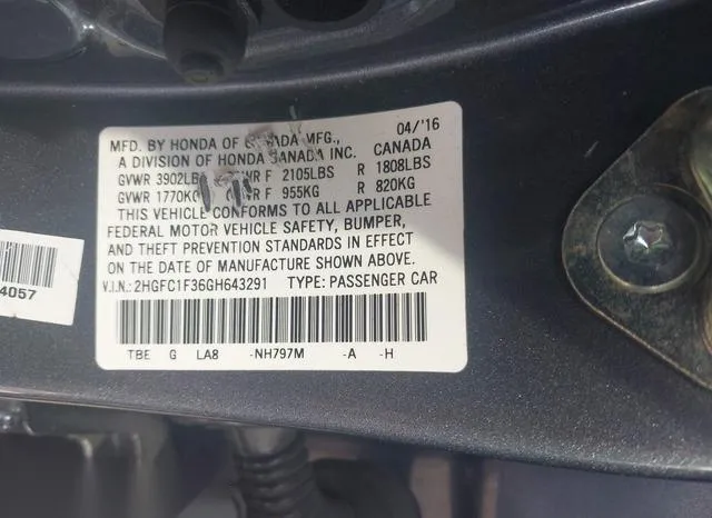 2HGFC1F36GH643291 2016 2016 Honda Civic- Ex-T 9