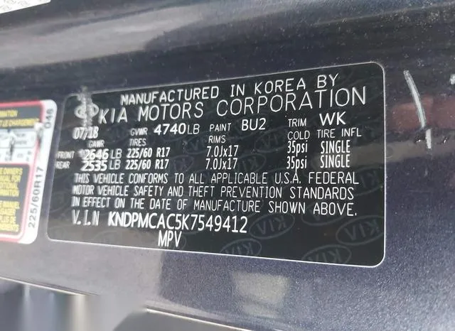 KNDPMCAC5K7549412 2019 2019 KIA Sportage- LX 9