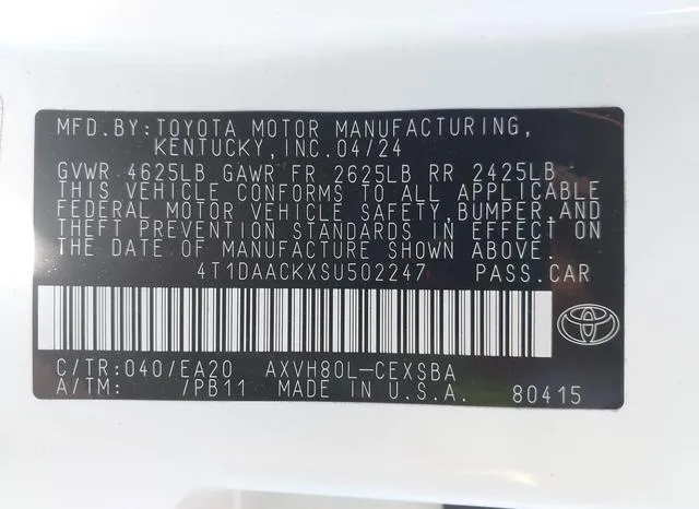 4T1DAACKXSU502247 2025 2025 Toyota Camry- SE 9