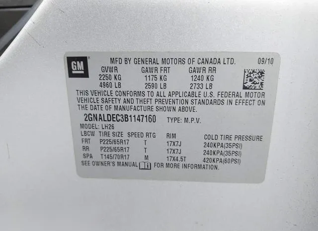 2GNALDEC3B1147160 2011 2011 Chevrolet Equinox- 1LT 9