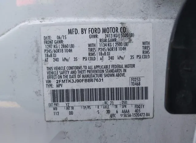 2FMTK3J90FBB67631 2015 2015 Ford Edge- Sel 9