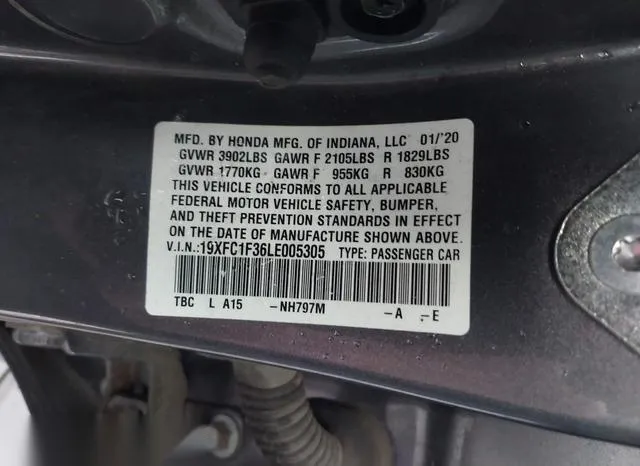 19XFC1F36LE005305 2020 2020 Honda Civic- EX 9