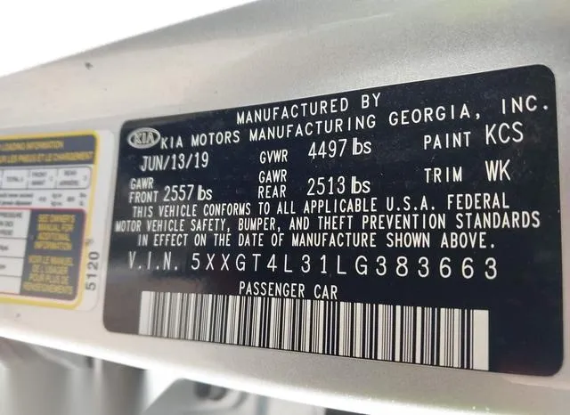 5XXGT4L31LG383663 2020 2020 KIA Optima- LX 9