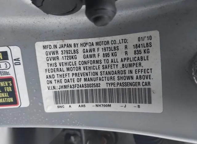 JHMFA3F24AS002582 2010 2010 Honda Civic- Hybrid 9