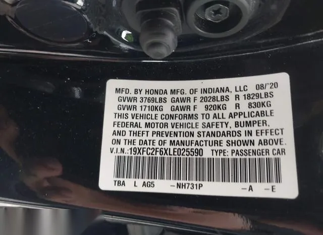 19XFC2F6XLE025590 2020 2020 Honda Civic- LX 9