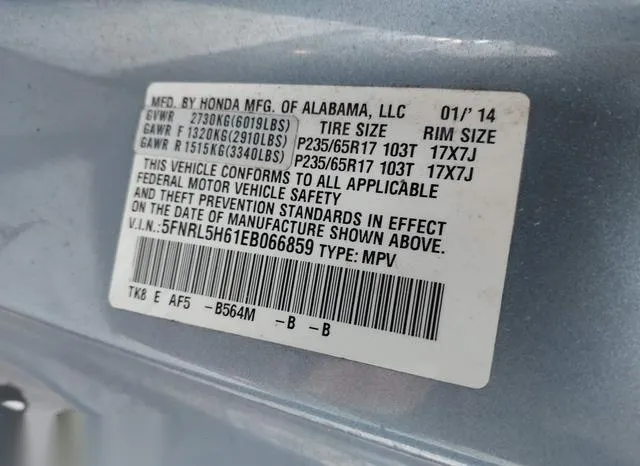 5FNRL5H61EB066859 2014 2014 Honda Odyssey- Ex-L 9