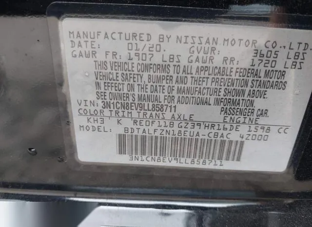 3N1CN8EV9LL858711 2020 2020 Nissan Versa- Sv Xtronic Cvt 9