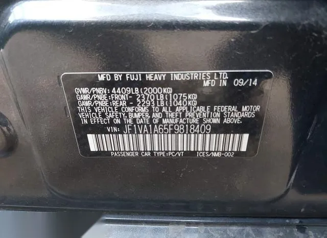 JF1VA1A65F9818409 2015 2015 Subaru WRX 9