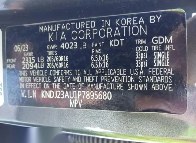 KNDJ23AU1P7895680 2023 2023 KIA Soul- LX 9