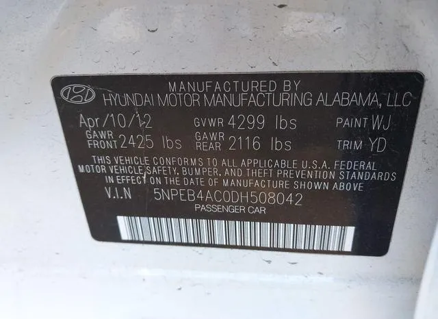 5NPEB4AC0DH508042 2013 2013 Hyundai Sonata- Gls 9