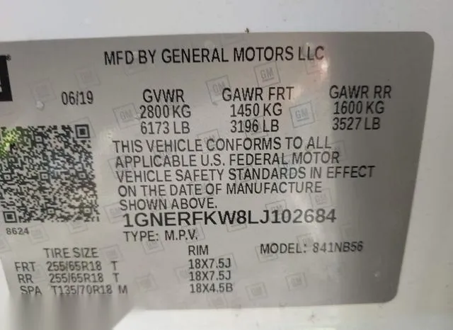 1GNERFKW8LJ102684 2020 2020 Chevrolet Traverse- Fwd Ls 9