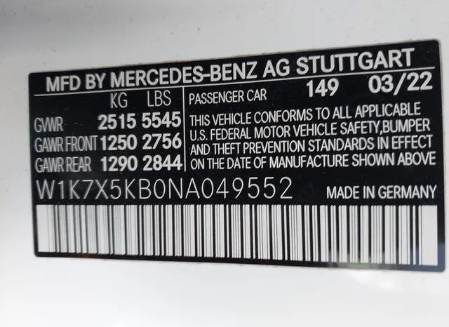 W1K7X5KB0NA049552 2022 2022 Mercedes-Benz Amg Gt 43 4-Door 9