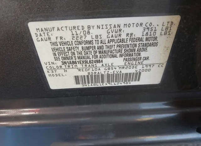 3N1AB61EX9L624984 2009 2009 Nissan Sentra- 2-0S 9