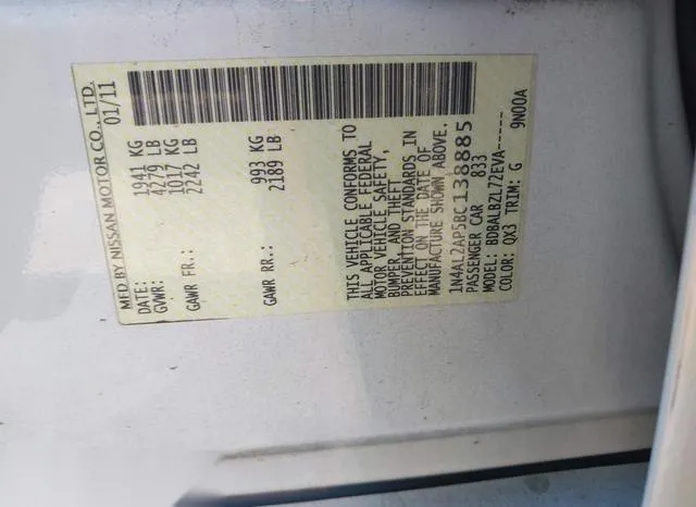 1N4AL2AP5BC138885 2011 2011 Nissan Altima- 2-5 S 9