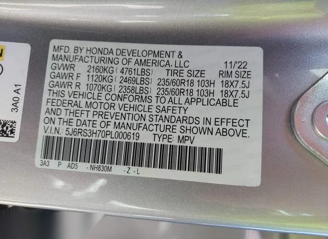 5J6RS3H70PL000619 2023 2023 Honda CR-V- Ex-L 2Wd 9