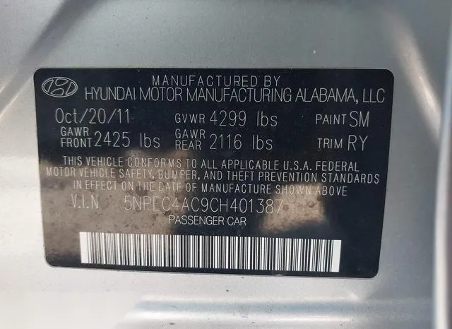 5NPEC4AC9CH401387 2012 2012 Hyundai Sonata- Limited 9