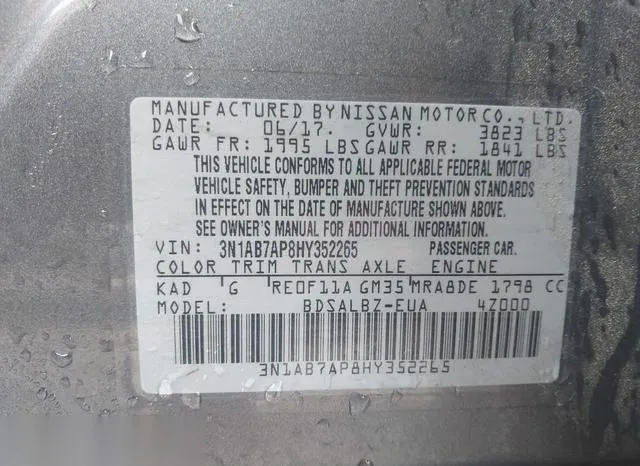 3N1AB7AP8HY352265 2017 2017 Nissan Sentra- S 9