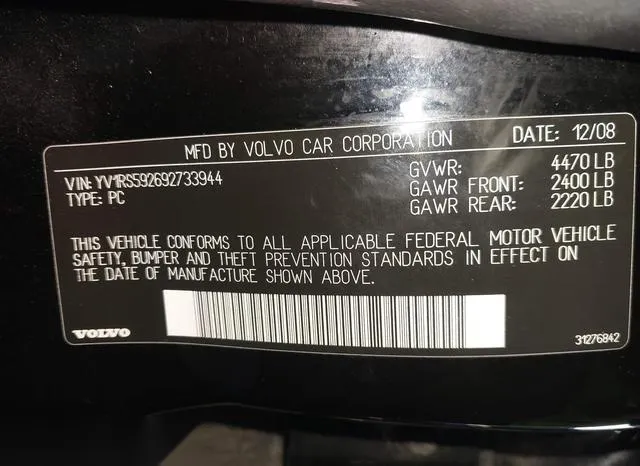 YV1RS592692733944 2009 2009 Volvo S60- 2-5T/2-5T Special Ed 9