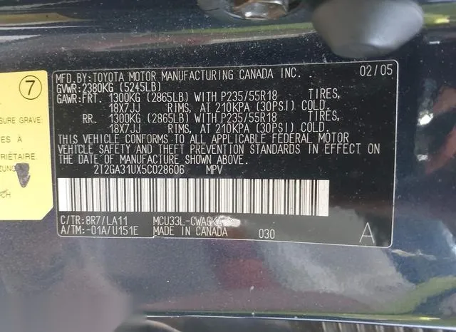 2T2GA31UX5C028606 2005 2005 Lexus RX- 330 9