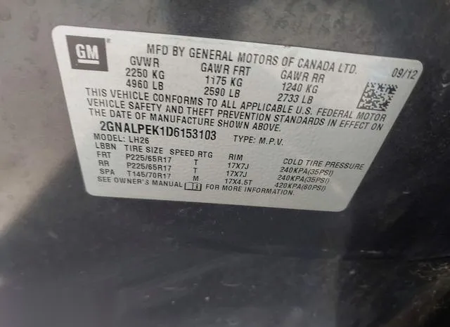 2GNALPEK1D6153103 2013 2013 Chevrolet Equinox- 2LT 9