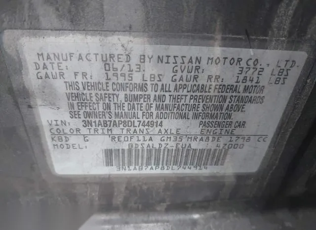 3N1AB7AP8DL744914 2013 2013 Nissan Sentra- SV 9