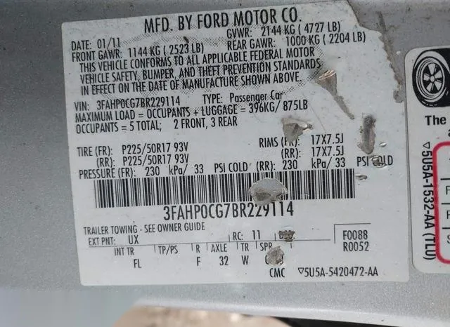 3FAHP0CG7BR229114 2011 2011 Ford Fusion- Sel 9