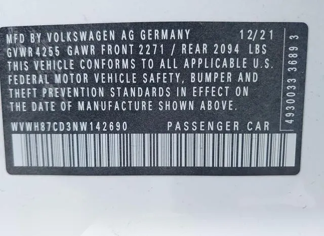 WVWH87CD3NW142690 2022 2022 Volkswagen Golf Gti- 2-0T S 9