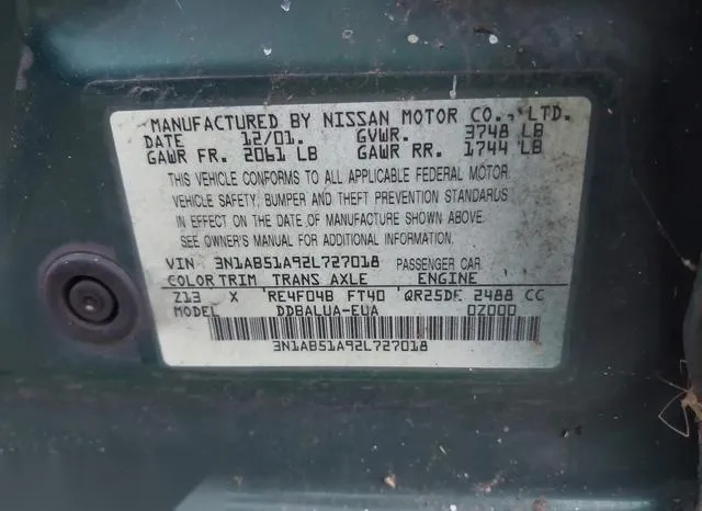 3N1AB51A92L727018 2002 2002 Nissan Sentra- Se-R 9