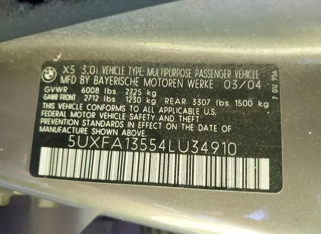 5UXFA13554LU34910 2004 2004 BMW X5- 3-0I 9