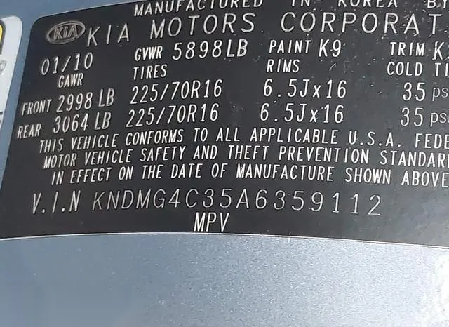 KNDMG4C35A6359112 2010 2010 KIA Sedona- LX 9