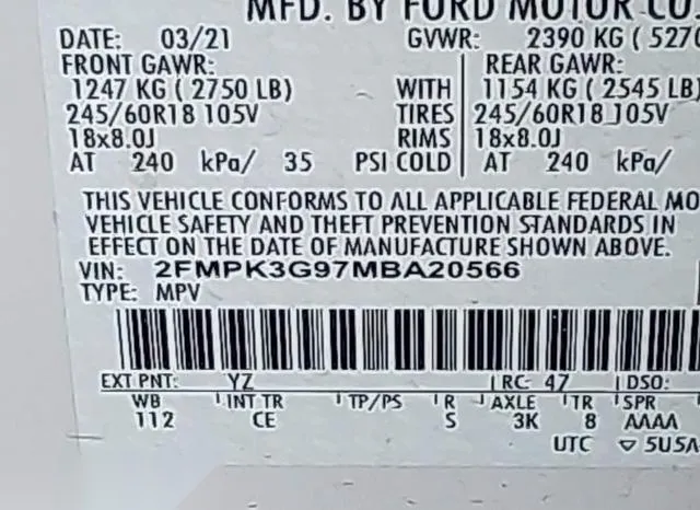 2FMPK3G97MBA20566 2021 2021 Ford Edge- SE 9